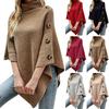 Fashion Warm Autumn and Winter All-match Loose Shawl Cape Sweater Solid Color High-neck Cross-border Knitted Sweater Coat Female