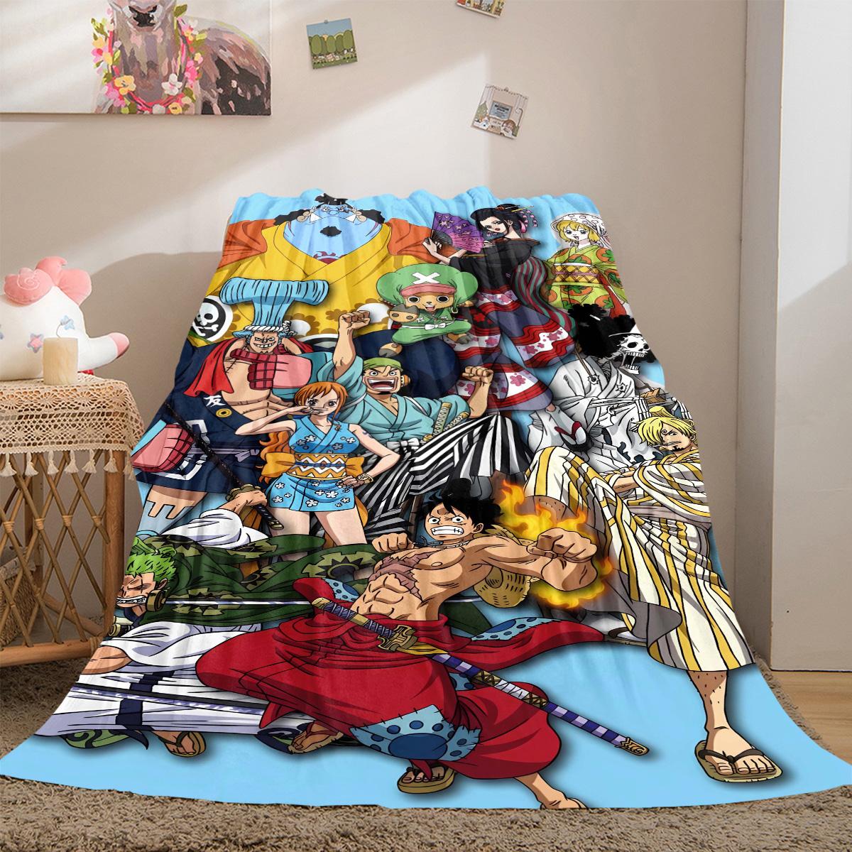 

Anime One Piece Flannel Lightweight Blanket Home Decor Sofa Bed Travel Cover Family Gift For All-Season LXR138 75x90cm