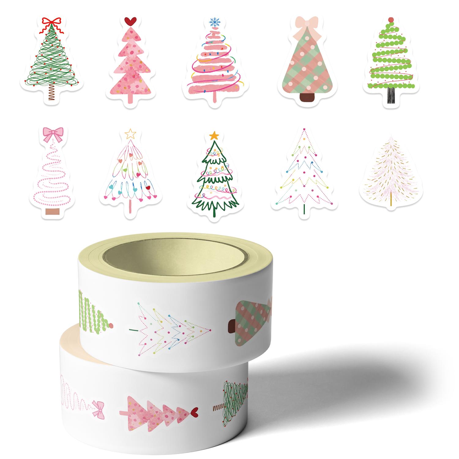 

500PCS Christmas Tree Roll-Style Stickers Cartoon Festive Collection Waterproof Decorative Stickers for iPad and Mobile Phones