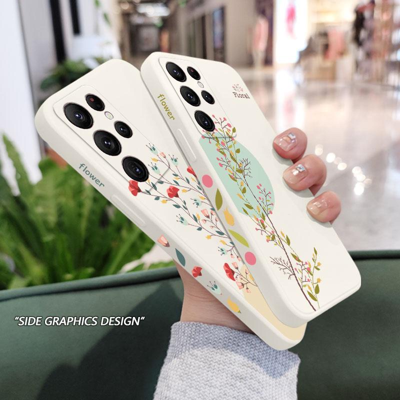 Twigs Flower Willow Phone Case For Samsung Galaxy S24 S23 S22 S21 S20 Ultra Plus FE S10 S9 S10E Note 20 ultra 10 9 Plus Cover