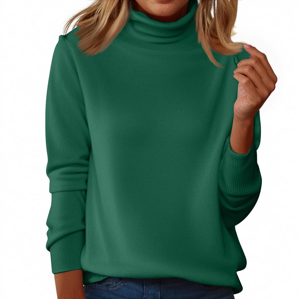 Maglione da Donna a Collo Alto Senza Cuciture, Manica Lunga in Lana, Vestibilità Slim, Temperamento