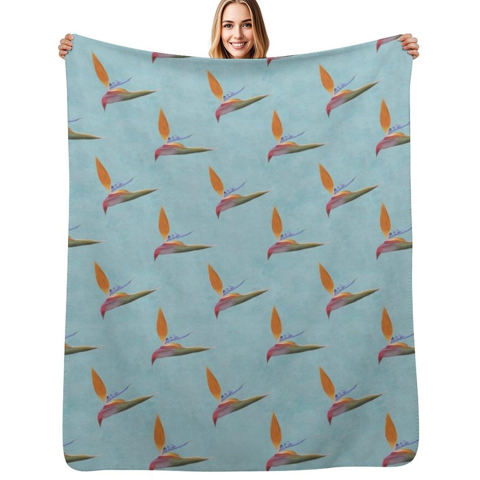 Bird of Paradise Repeat Pattern Throw Blanket Stylish Decor Blanket Gift for Friends Roommate Size: 75*100cm, Weight: 230 GSM