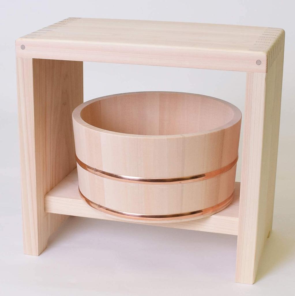 Kiso Kogei Japanese Hinoki Bath Stool (Large), 32cm Wide X 18cm Deep X 30cm High, Beige