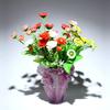 20cm Tall High-end Coloured Glaze Rose Flower Vase Crystal Living Room Ornaments Floarr Home Decorations Miniatures