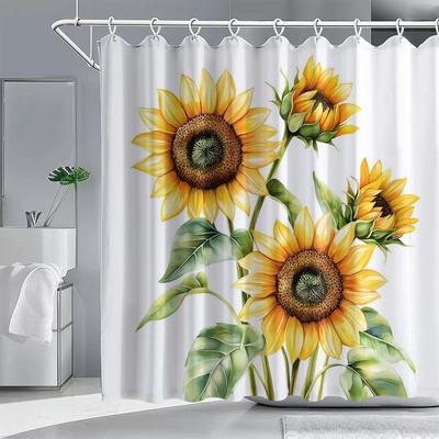 [] 1Pc, Shower Curtains For Bathroom, Sunflower Printed Shower Curtain Bath Decor Home Decoration Bathroom Curtain