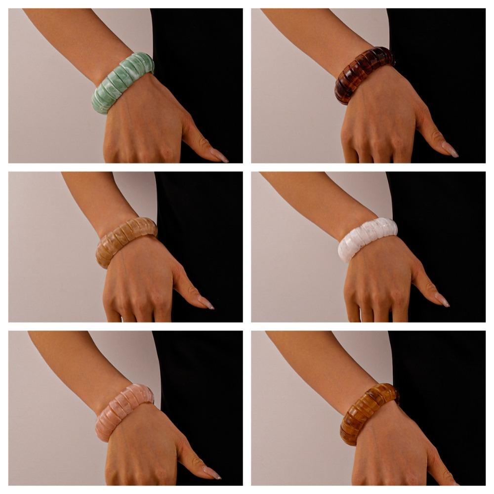Wide Rectangle Irregular Wide Bracelet Bohemian Retro Hand Ring Unique Acrylic Bangle  Women