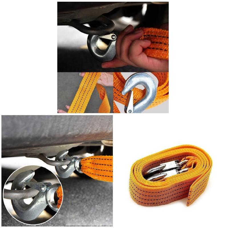 Diamoen Car Vehicle Truck Pulling Heavy Duty Self-Rescue tow rope Car Rope Wire Tow Rope Strong Hook Towing Cable Trailer 4M 5tons