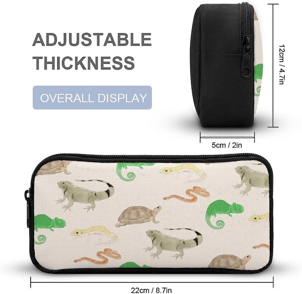 Lizard, Turtle, Leopard, Gecko, Reptile Pencil Case, Large Capacity, Multifunctional, Stylish Pen Pouch, Simple Tool Pencil Case for Boys, Girls, and