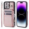 Suitable for iPhone 15 cases, 13 Pro zippered coin purse card insert, crossbody shockproof protective case 14 Plus