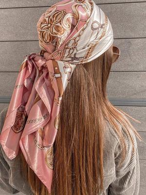 Foulard Quadrato 90x90CM Nuovo Design di Lusso Popolare Stile Seta Foulard per Tutte le Stagioni Donna Protezione Solare Fazzoletto da Spiaggia Hijab