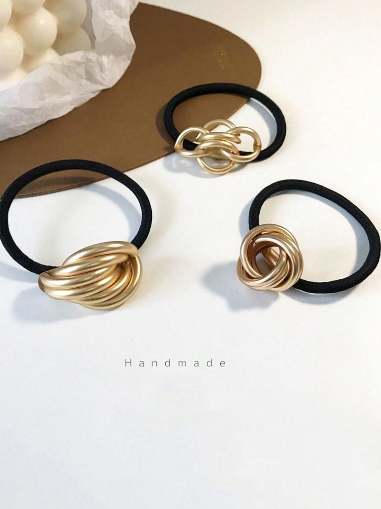 Golden Hair Tie, Adult Hair Accessories, Ponytail Elastic Band, Golden Metal Ponytail Holder 1pc Halloween