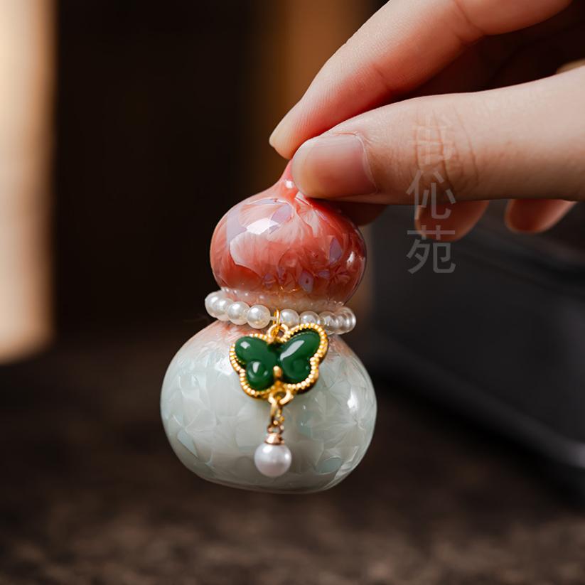 Crystal Glazed Mini Gourd Colorful Fortune Ornament Gift