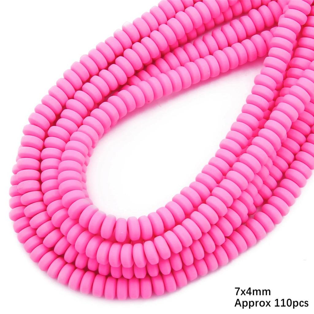 110pcs 7x4mm Flat Round Polymer Resin Clay Disk Handmade Beads For DIY Jewelry Making