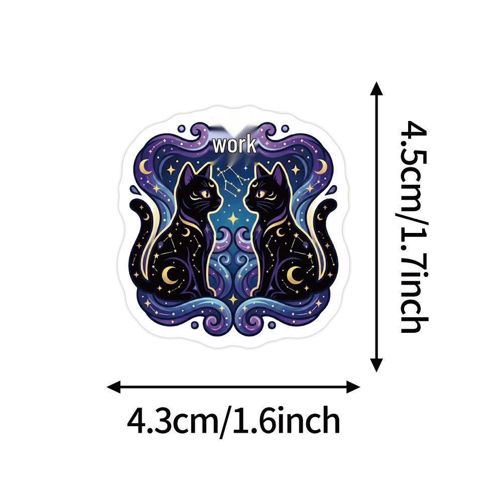 50 Cartoon Starry Sky Cat Stickers - Waterproof, Creative, Cute Decorative Decals for Water Bottles