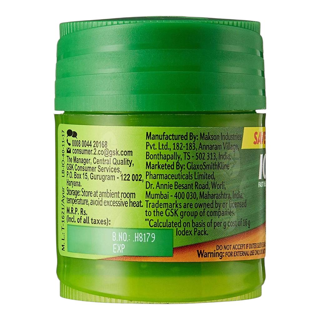Iodex Multi-Purpose Pain Balm 40g Pack Fast Relief Natural Herbal Pain Relief Ointment for Muscles Joints Body