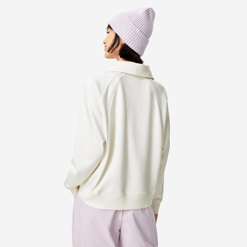 Li Ning Sports Fashion Series Solid Color Breathable Comfortable Knitted Sweatshirt Women Sweatshirt Off-White AWDU982-1