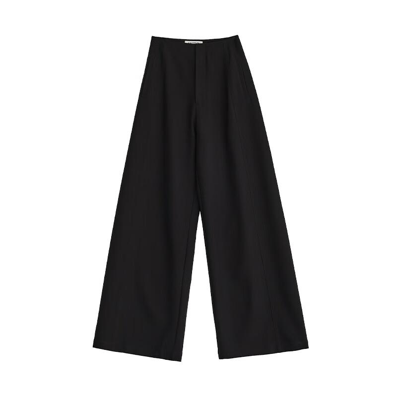 FAESSLIN Women's High-Waisted Black Straight Leg Suit Pants