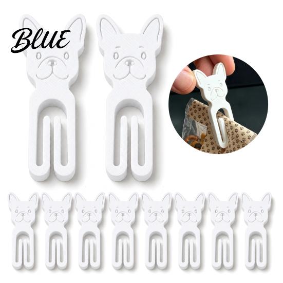 Document Clamps for Office 10Pcs 3D Printed French Bulldog Chip Clip Cute Food Bag Clips Durable Paper Holders Snacks Resealable Kitchen Organizer,
