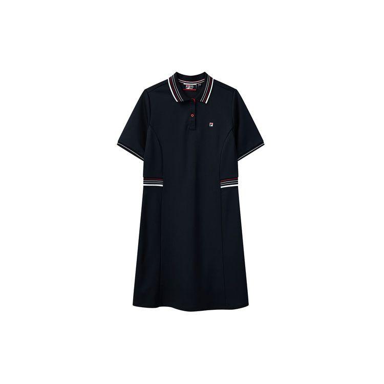 Fila American Retro Logo Casual Fashion Sports Polo Dress Women Dresses Legendary-Blue F11W121310FNV