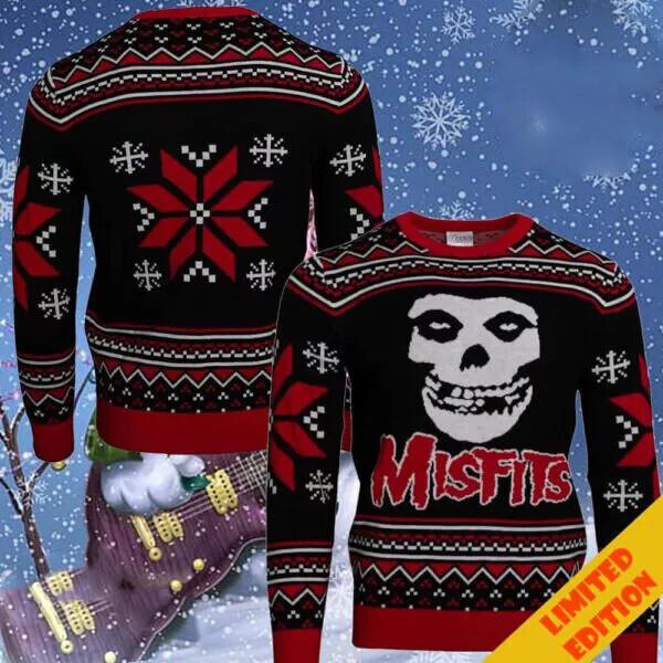 Misfits Skull Logo Music Band Ugly Christmas Sweater BG Unisex T-Shirt XXXXL