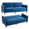 Velvet Feel Three Seater Sofa Bed Blue