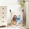 1 Sloth Round Storage Basket - Modern Sloth Design, Sloth Hug Storage Bin with Sturdy Handles, Decorative Fabric Laundry Hamper, Suitable for Rooms, L