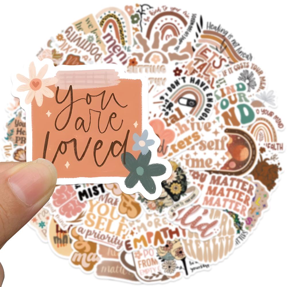 50Pcs Vintage Art Bohemia Mental Healthy Stickers Boho Cartoon Decals For Guitar Phone Laptop Scrapbook Diary Stationery Sticker