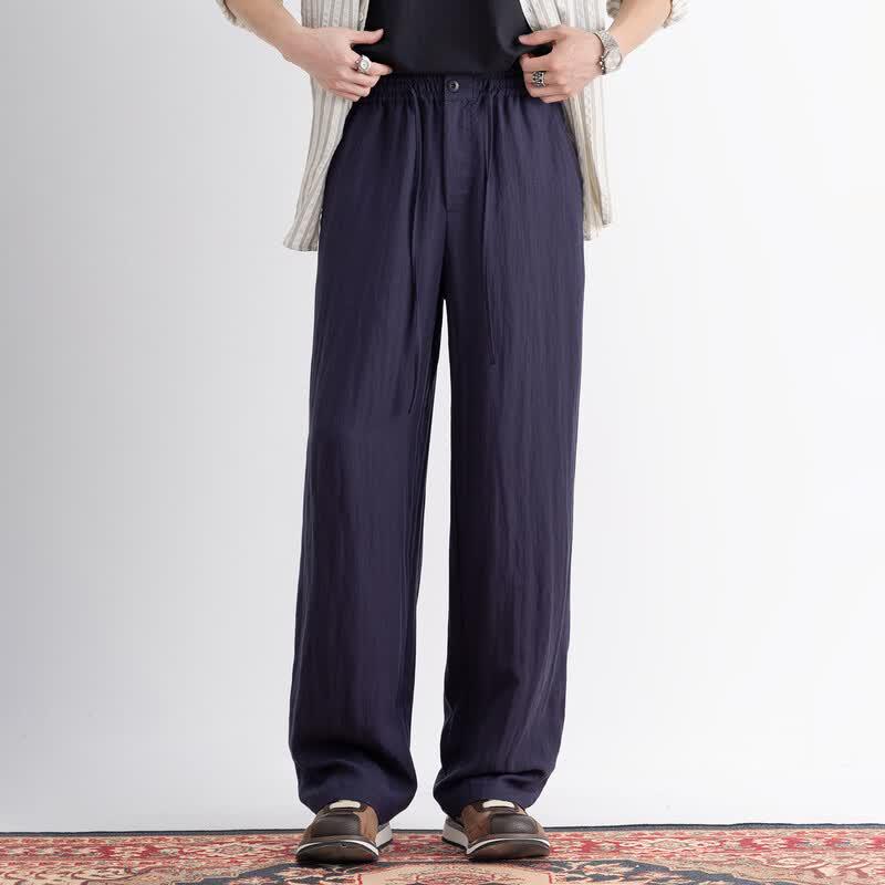 ROMON Men s Summer Tencel Linen Blend Harem Casual Pants 3XL темно-синий