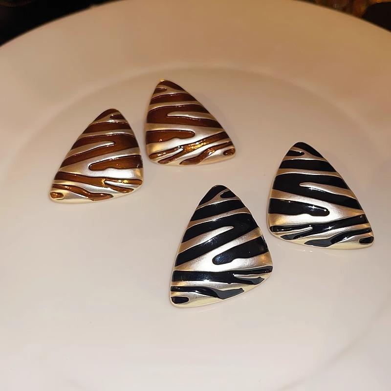 LATS Vintage Dreieckige Ohrstecker für Damen Mädchen Gestreifte Zebra Tropföl Ohrring Partygeschenke Mode Zirkon Accessoires