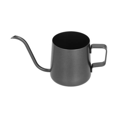 Cafetera de Acero Inoxidable de 250 ml con Oreja Colgante y Boquilla de Cuello de Cisne, Hervidor de Té para Verter, Negra
