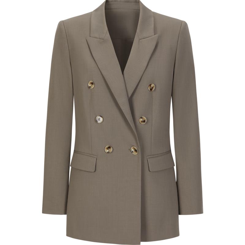 

JZ Annacoco Retro Merino Wool Double-breasted Long Blazer M