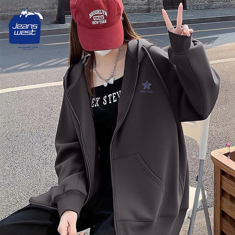 JEANSWEST CLUB Women's Collegiate Zip-Up Hoodie