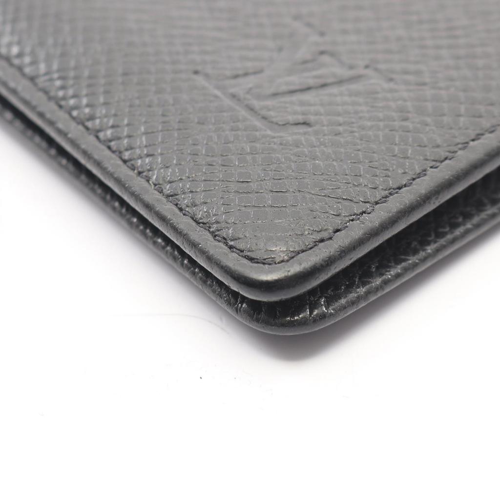 Used LOUIS VUITTON Porto Valeur Cartes Crdit Taiga Ardoise Bifoldpurse M30392 leather Black Used mens