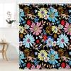 Colorful Floral Shower Curtain Traditional Vintage Abstract Flowers Black Backdrop Modern Stylish Shower Curtains For Waterproof