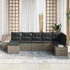 7 Piece Grey Garden Sofa Set with Cushions