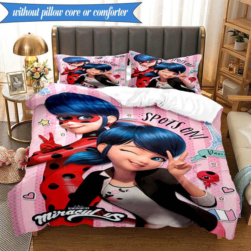 3PCS Miraculous Adventures Bedding Set,Including 1pc Duvet Cover And 2pcs Pillowcases Perfect for Bedroom, Dormitory, Fan Christmas gift