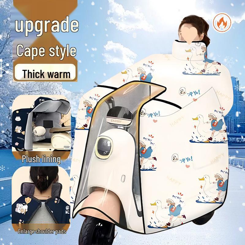 Winter Fleece Lined Windshield Cape: Thickened Windproof Cover for Neck, Shoulder Protection, Warmth & Cold Retention