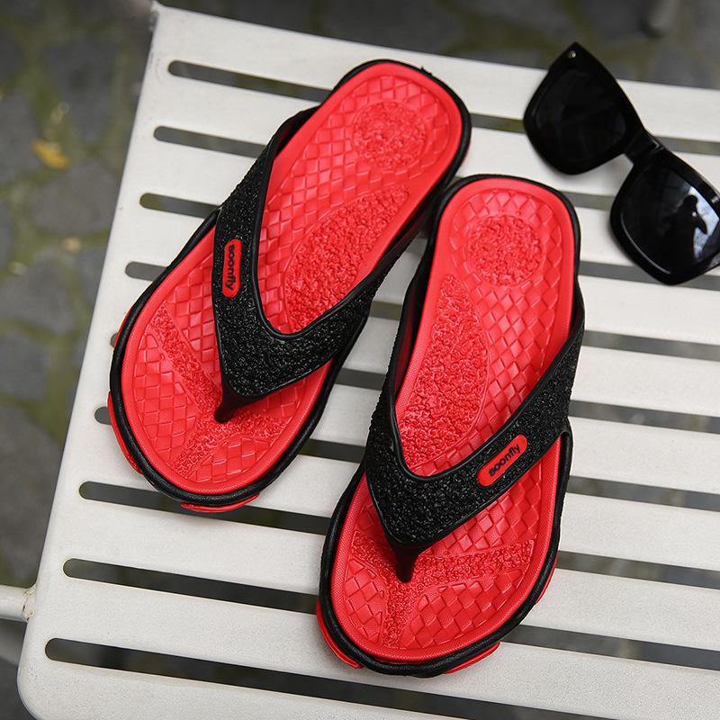 

Men s slippers 2025 summer new outer wear trend pinch sandals men s summer outdoor flip-flops beach sandals 39 красный