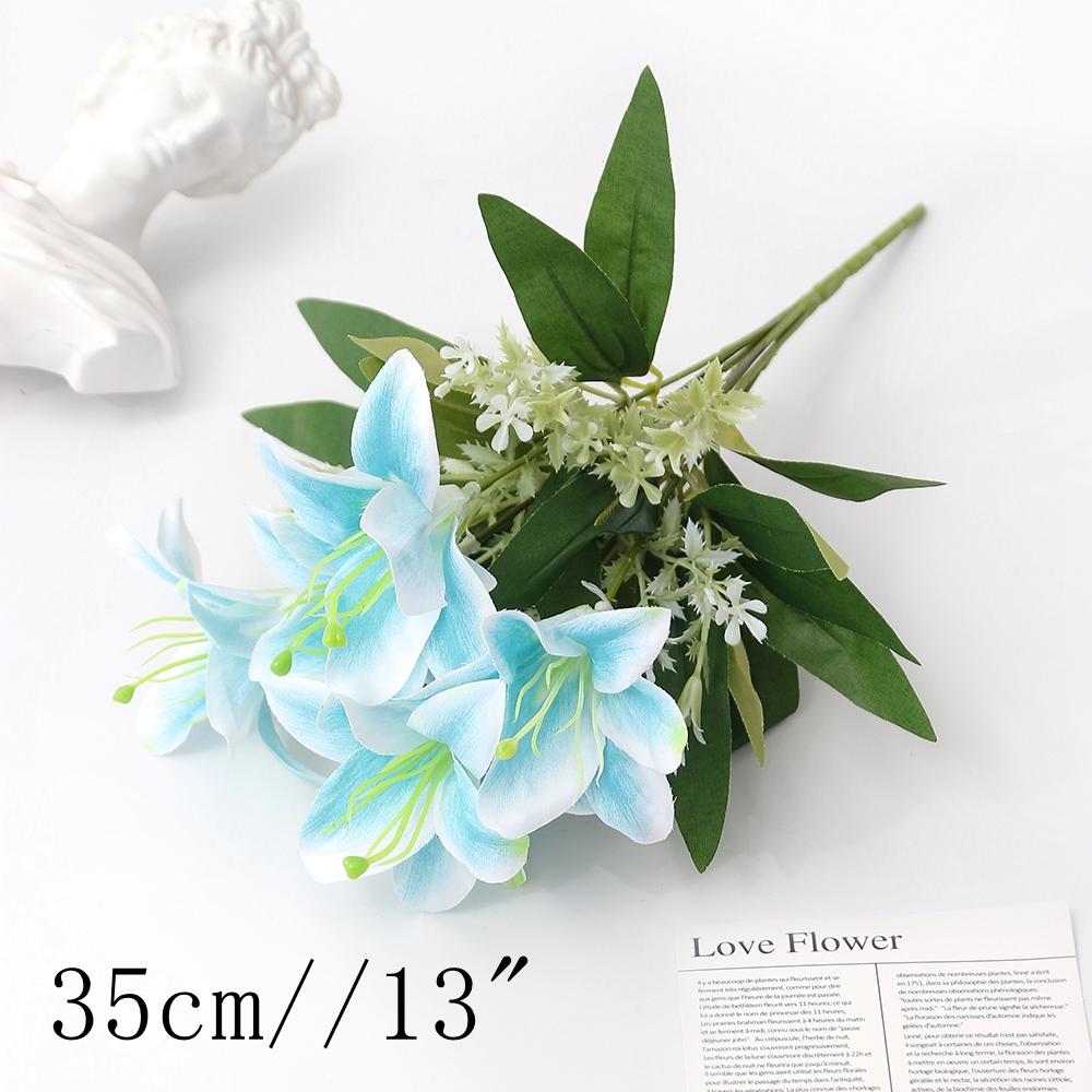 Blue Artificial Flowers Bouquet Rose Fake Flowers for Indoor Home Decor Garden Wedding Party Decoration Outdoor Vase Accessories