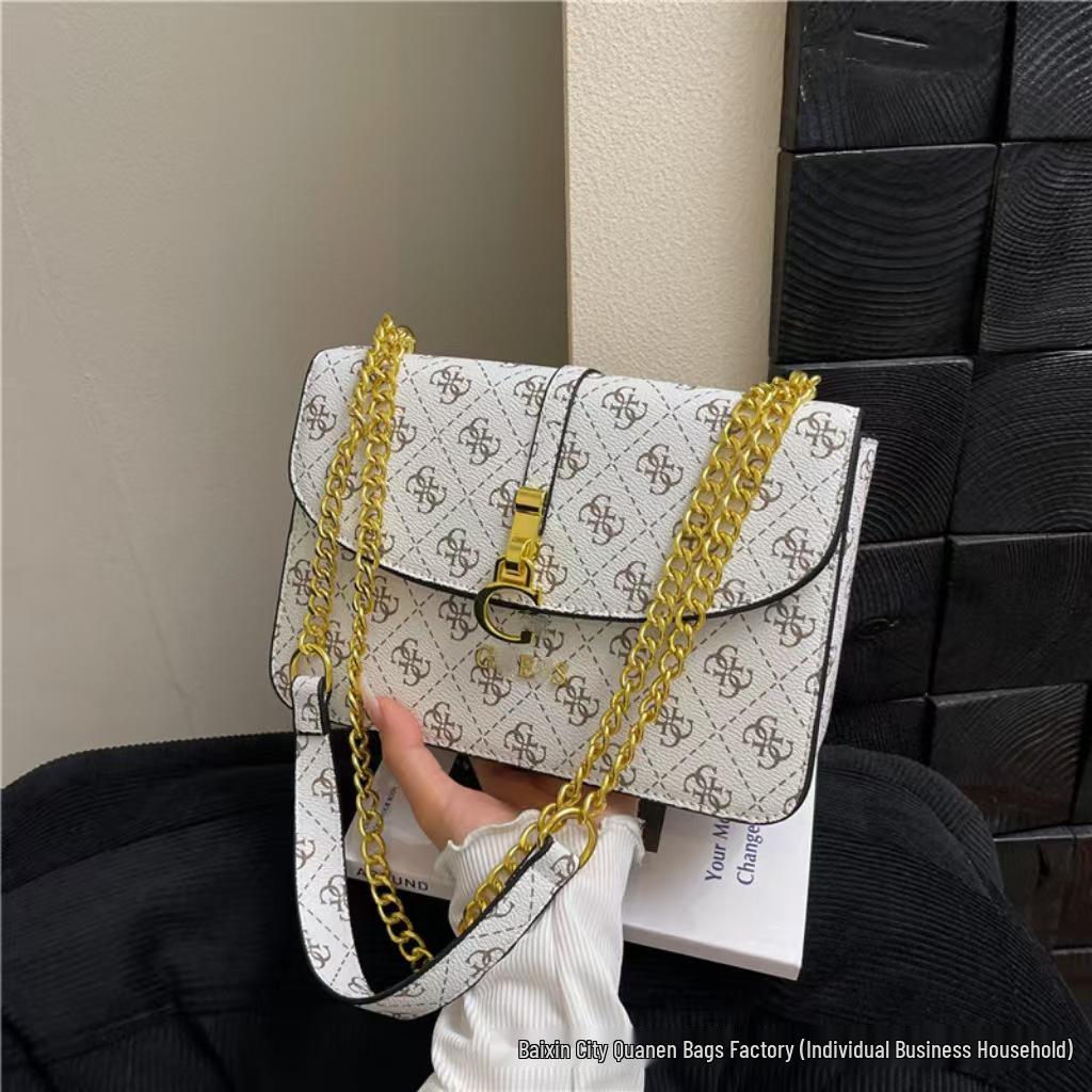 Bolsa Quadrada Pequena de Corrente Texturizada Moderna Europa & América - Moda Feminina 2025 Bolsa de Ombro & Transversal