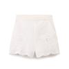 Fashion Style 2024 Autumn New Women's Clothing Stylish White Hollow-out Print High Waist Shorts 2731242