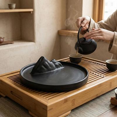 Non-slip Ceramics Incense Burner Round Smooth Surface Incense Stick Holder Durable Flat Bottom Incense Burning Tray Office Use