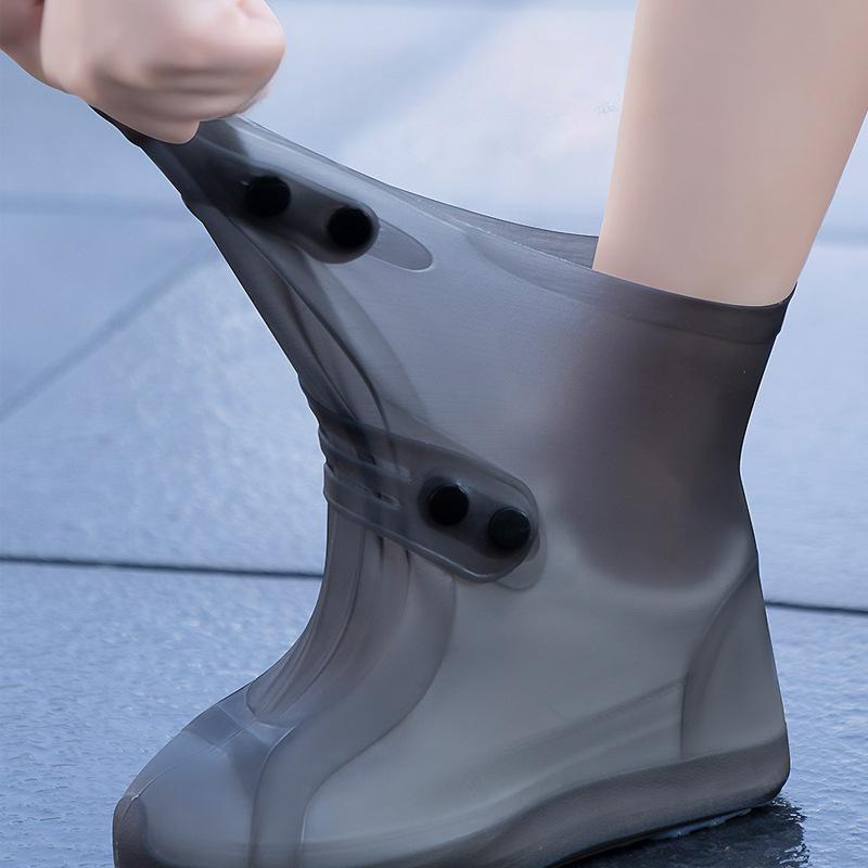 Waterproof Non-slip Rain Shoes Covers for Women, Silicone Rain Gear, Thickened, Wear-resistant Foot Cover for Children, Househol