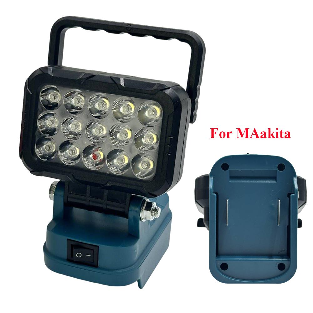 1-inch LED Work Light Suitable For Makita/Milwaukee/Dewalt 18V Battery With Handle And USB Interface Flashlight(No Battery)