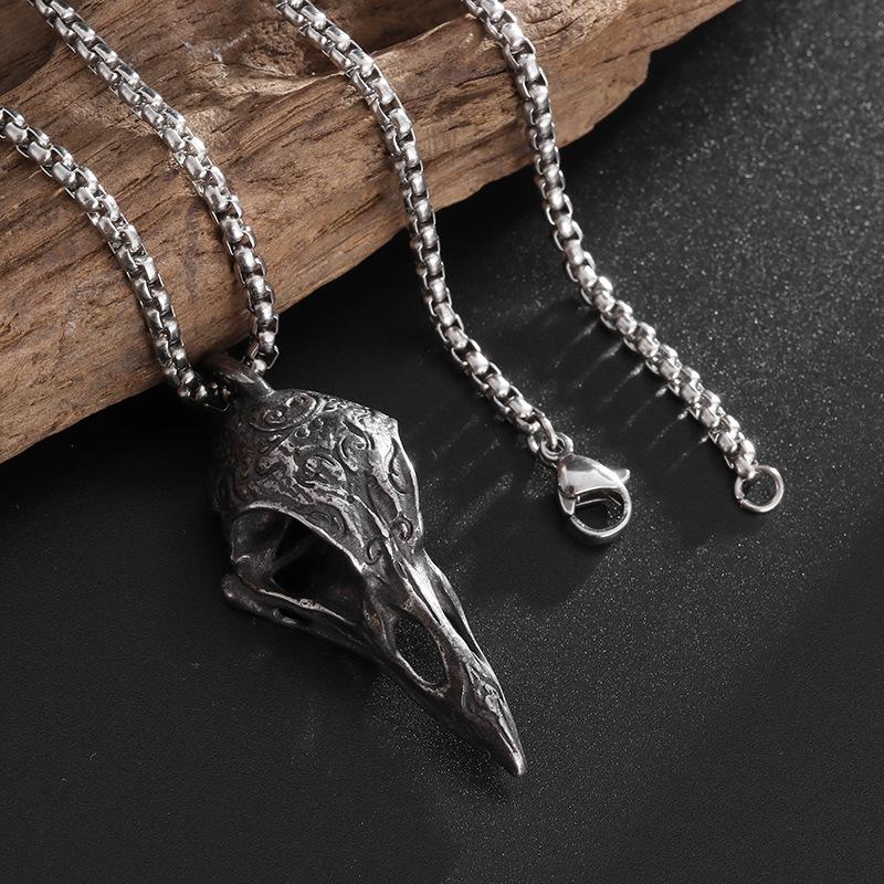 Viking Stainless Steel Carved Crow European and American New Titanium Steel Mens Pendant