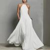 Spring Summer Women's Linen Cotton Blend Simple Backless Sleeveless Long Maxi Dress for Europe America