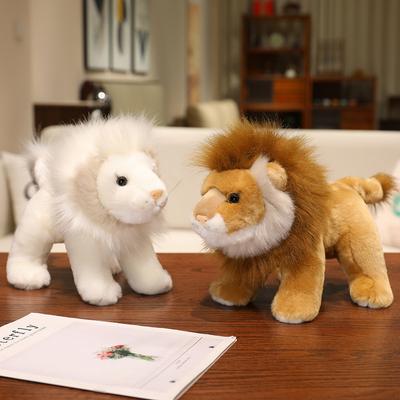 New Simulated Lion Stuffed Plush Toys Jungle Animal Brown White Lion Plushies Dolls Desktop Ornament Kids Favors Birthday Gifts
