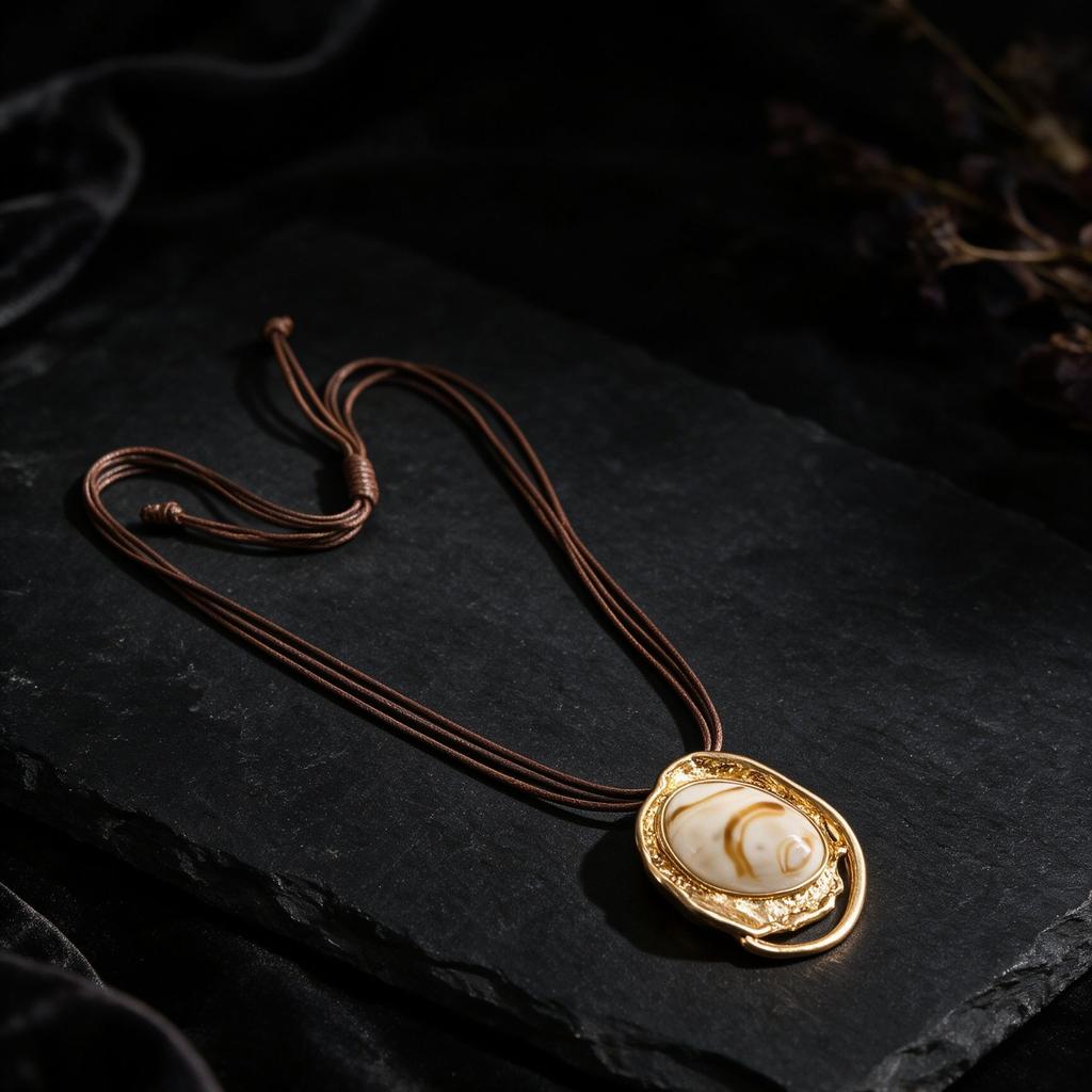 Women's Gold Plated Zinc Alloy Resin Pendant Choker Necklace