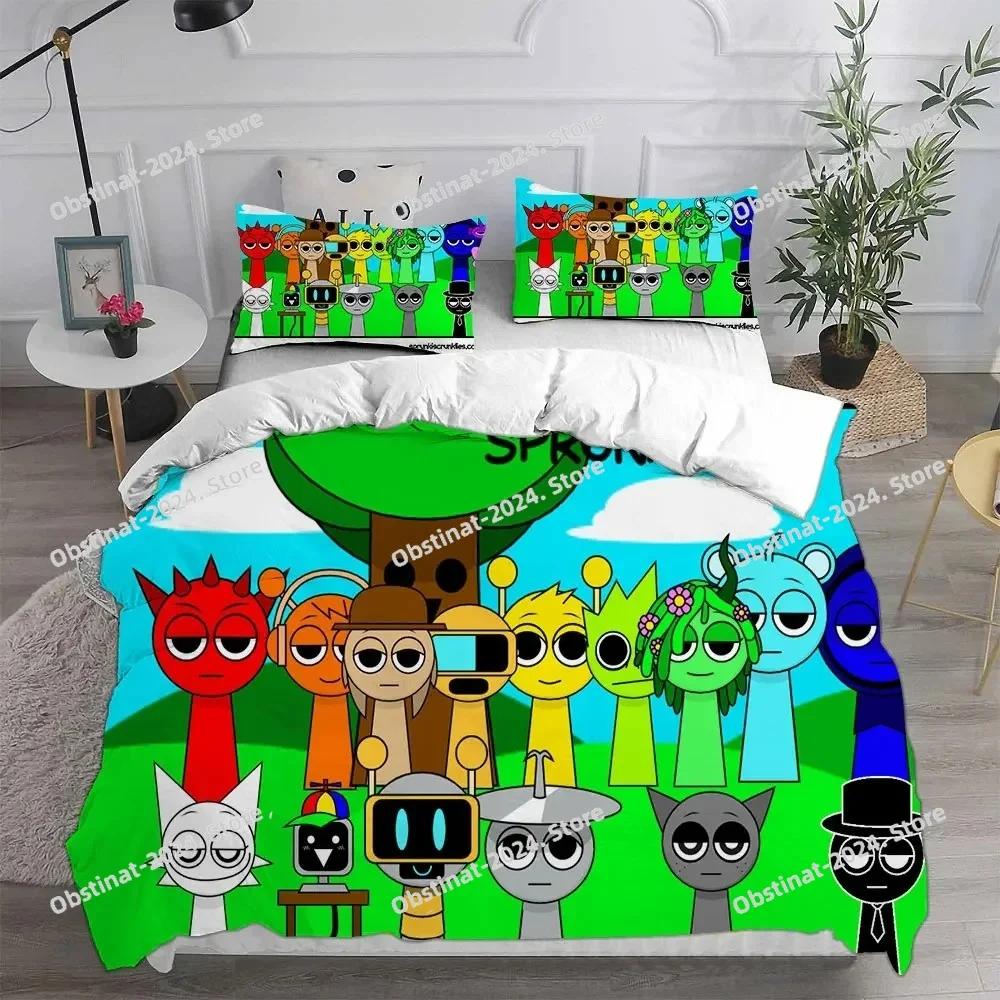 New 3d Print Game Sprunki Bedding Set Printed Bed Set With Pillowcase Bed Duvet Cover Soft Single Double Queen Super King Size