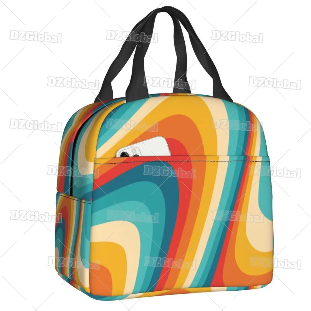 Liquid Swirl Abstract Pattern In Sage Green Insulated Lunch Bag Geometric Art Cooler Thermal Bento Box For Women Kids Food Bags